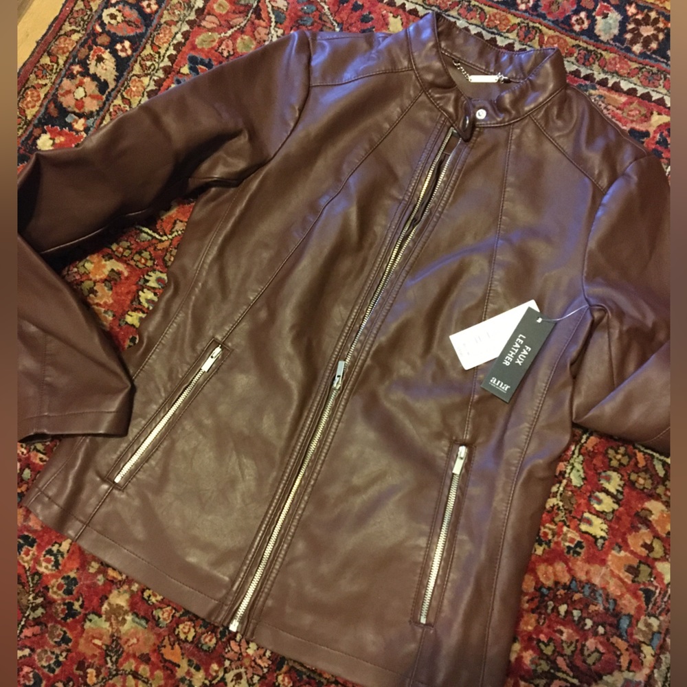 NWT/ Womens / medium / brown faux leather jacket branded ANA (a new approach)